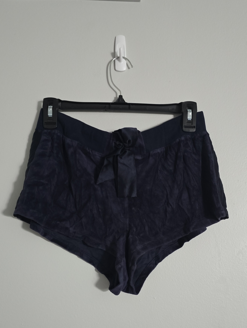 Victoria's Secret Navy Velvet&Satin Tie Lounge Shorts